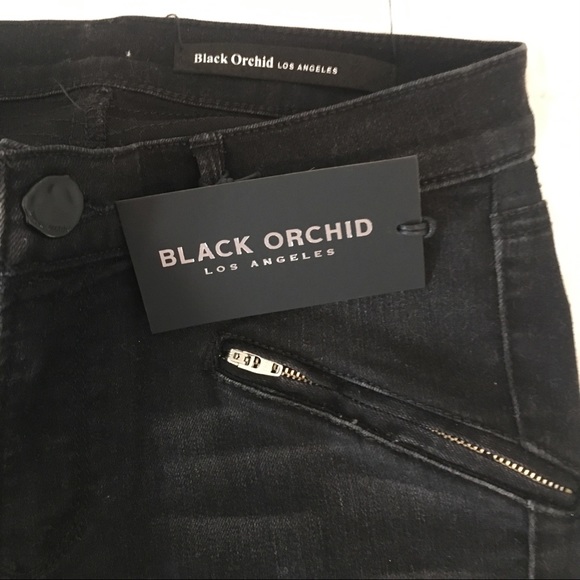 BLACK ORCHID LA high rise moto skinny jeans zipper - Picture 6 of 8